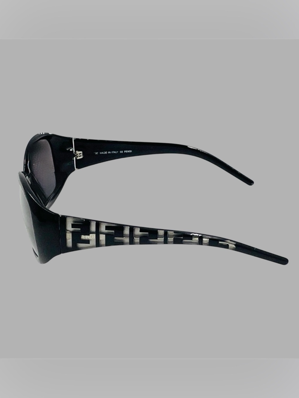FENDI FS444 Vintage Black Logo-Pattern Oversized Sunglasses